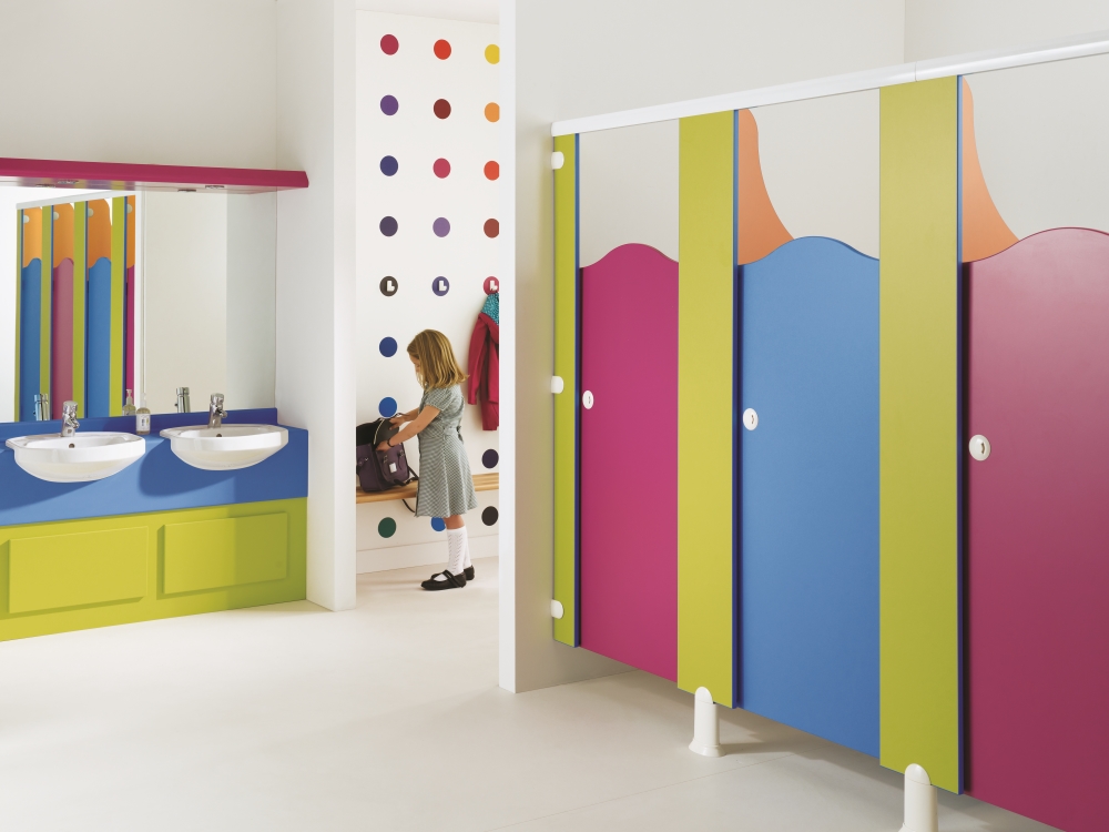 Solid Phenolic Hpl Toilet Partitions For Schools Quality Compact Laminate Material